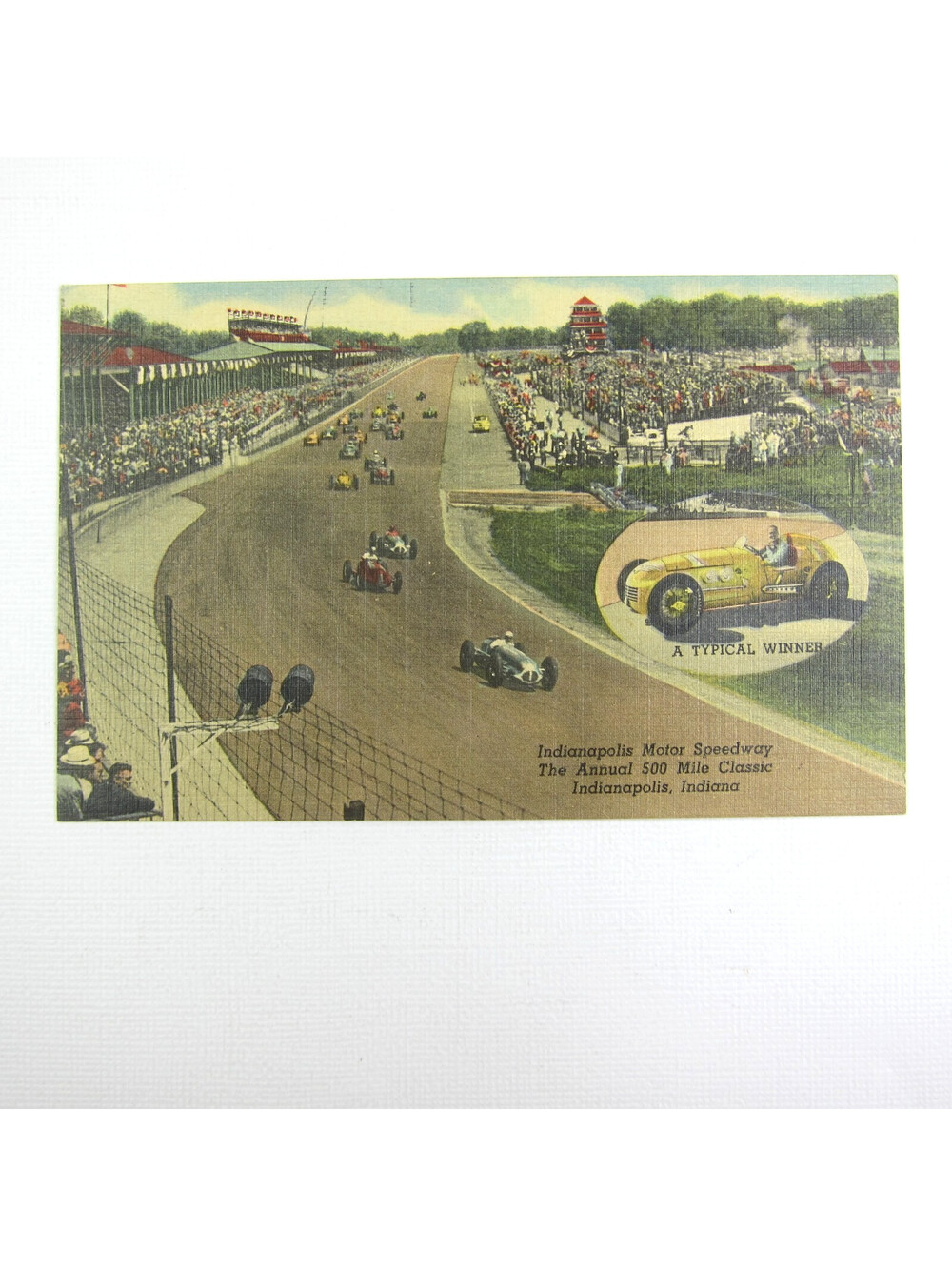 Vintage Linen Postcard Indianapolis Motor Speedway Indy 500 Curt Teich UNPOSTED